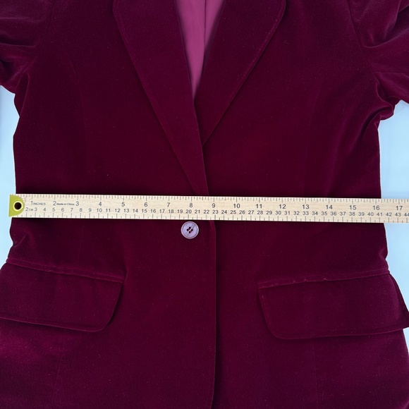 Vtg Mulberry Street Velvet Blazer Size 9/10 Wine Berry Red Holiday Party Preppy - Picture 10 of 15